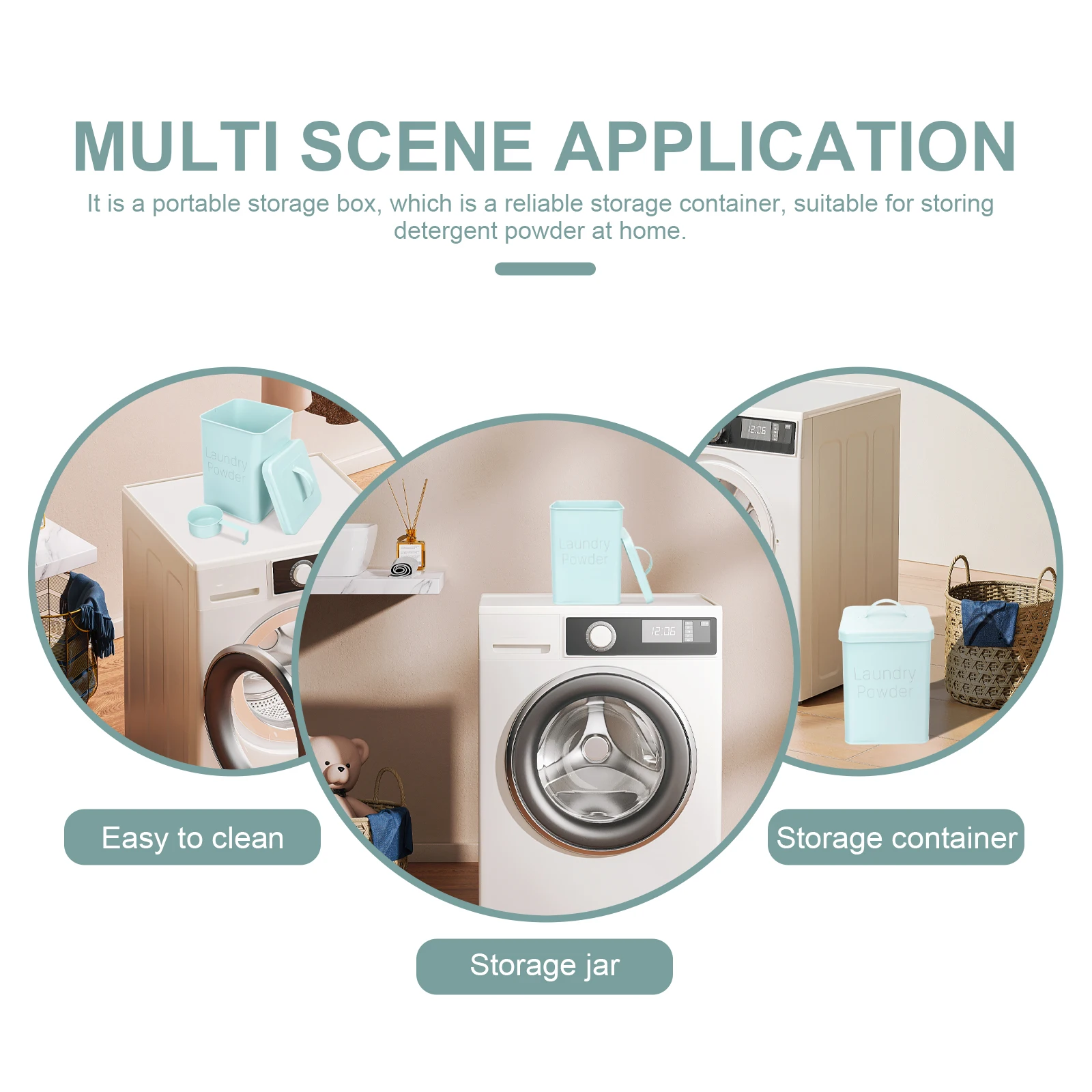 

1 set Washing Powder Storage Bucket Durable Sturdy Metal Container Fabric Softener Dispenser Easy Clean Multipurpose Strong Grip