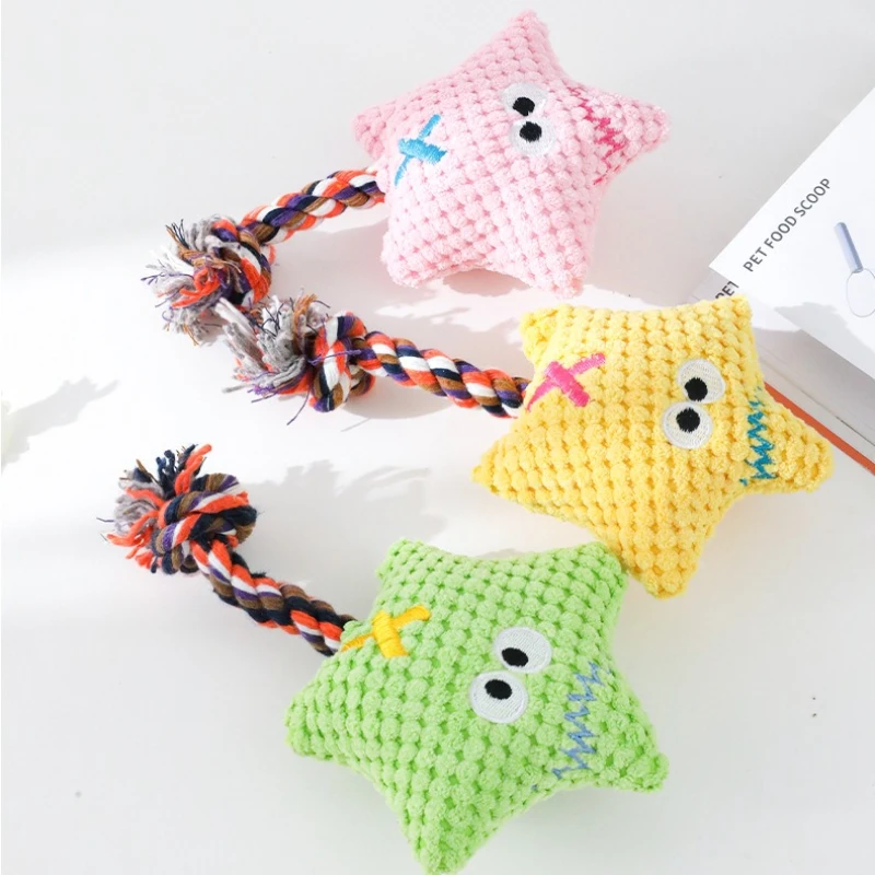 Juguete de Peluche de Pana para Perros con Cuerda de Algodón, Sonido Integrado, Resistente a Desgarros, Interactivo, para Masticar y Limpiar los Dientes, Suministros de Juego para Perros Pequeños
