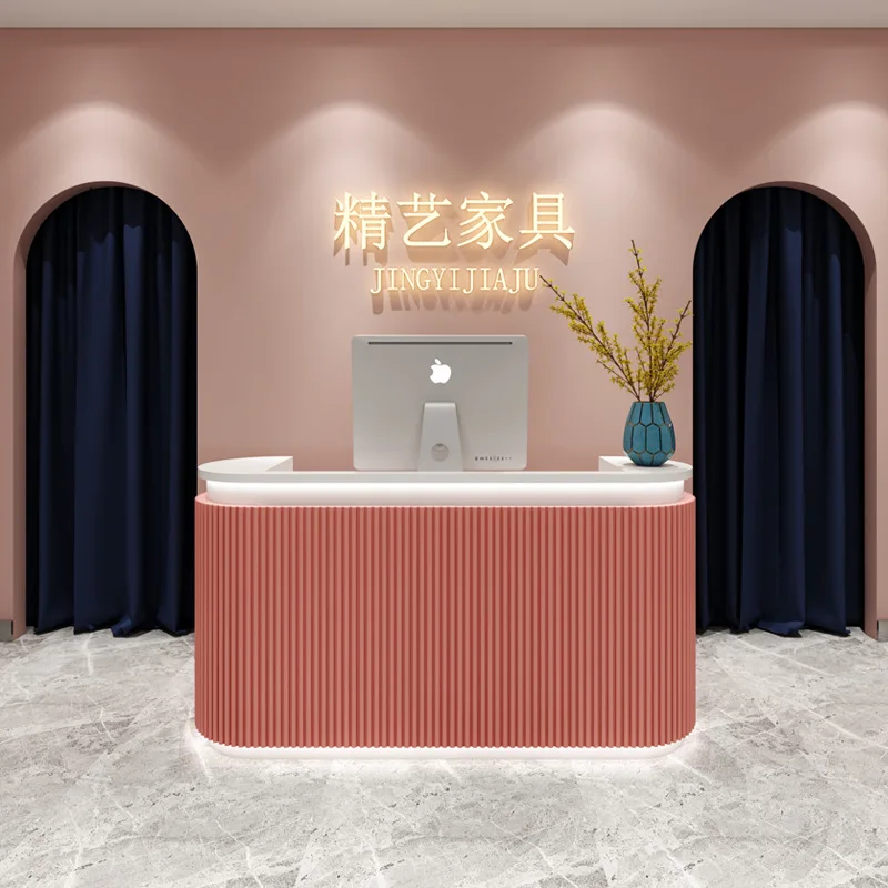 

Simple Modern Clothing Reception Desks Arc-shaped Reception Desks Beauty Nordic Luxury Office Furniture Военное ДелоZY40JDT