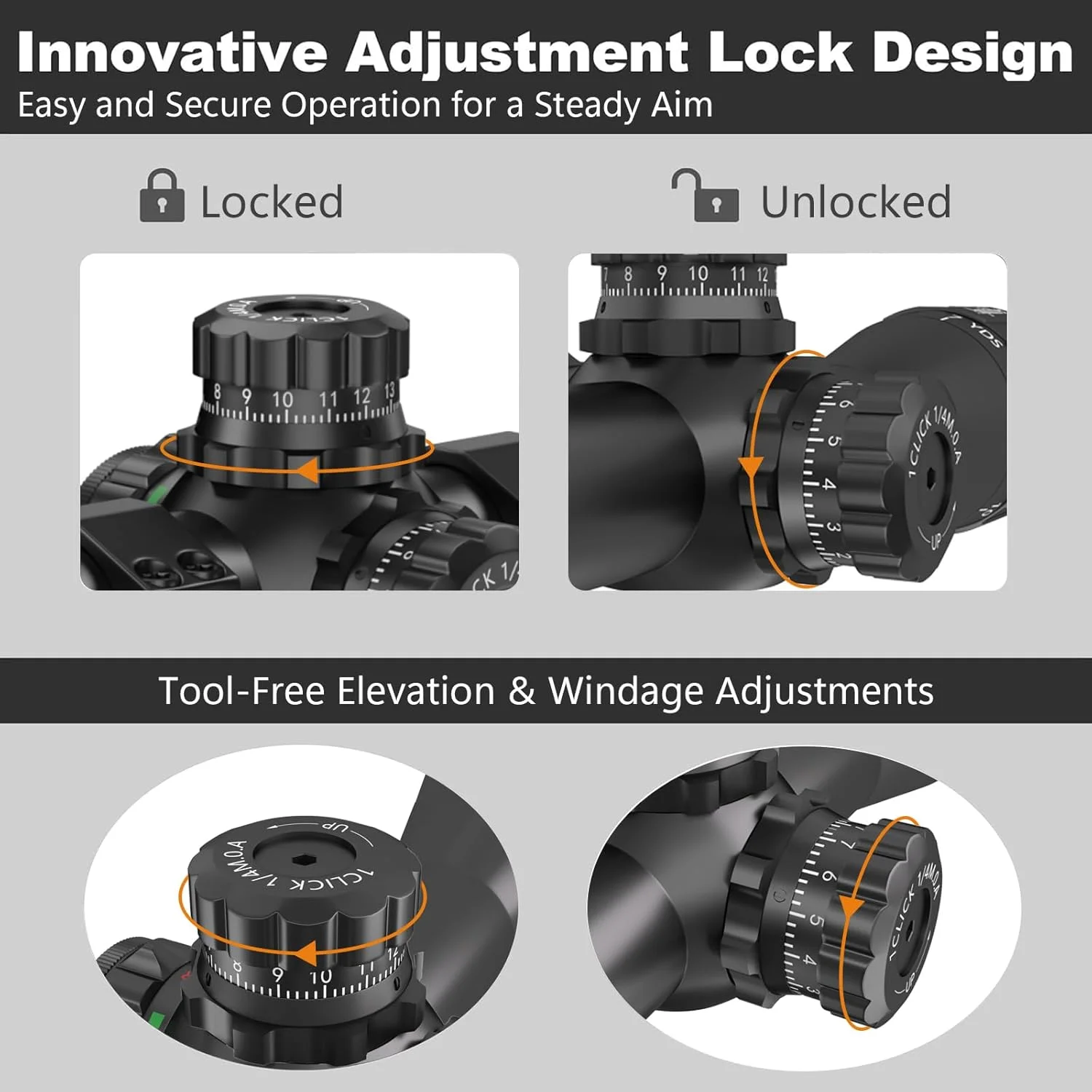 Aquilifer منظار صيد 4x32 AO إضاءة حمراء خضراء 295غ إبتكار تصميم قفل لـ 22LR Rimfire AR AK مع حلقات مشمولة #5
