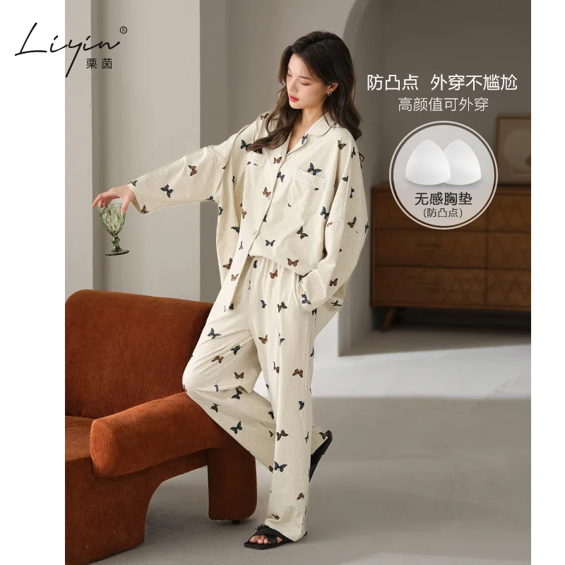 

Pjs Set Cotton Butterfly Women's Pajama Set Women Warm Winter Pajamas Fashionable Home Clothes Pajamas Cute and Soft Pajama Set