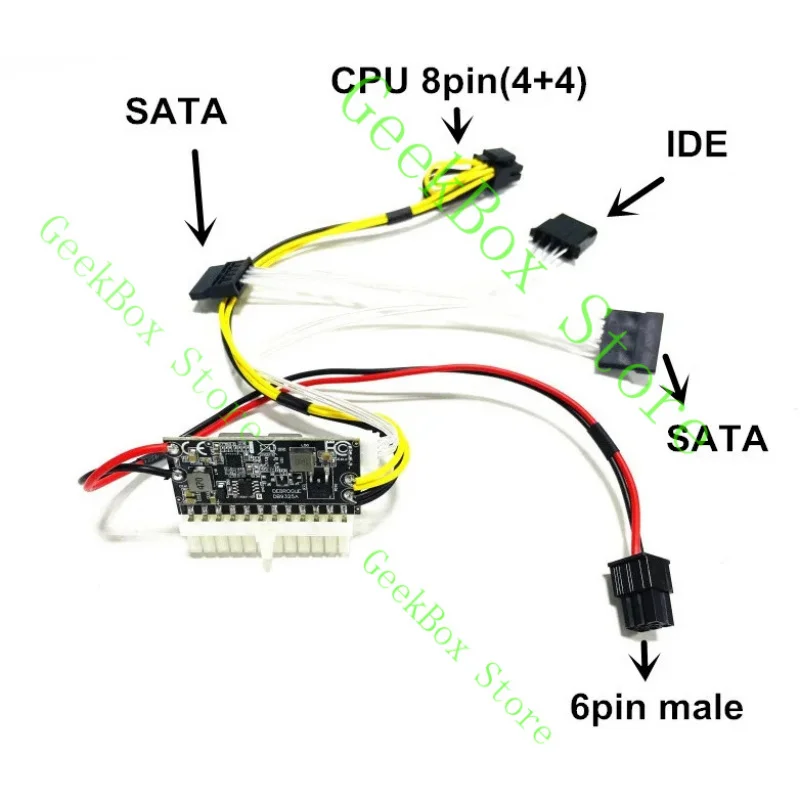DB9325A-300W de alta potência dc 12v 6pin macho/fêmea entrada DC-ATX psu pico atx switch mineração 24pin mini itx dc atx pc fonte alimentação