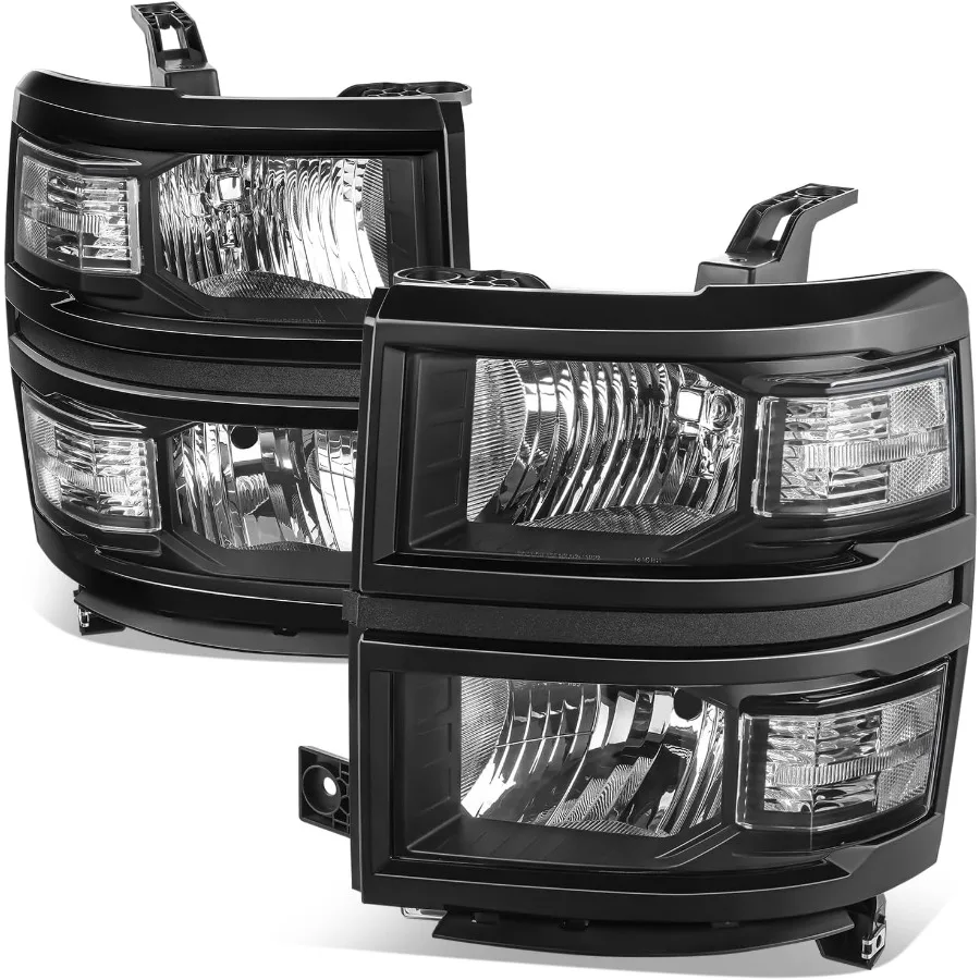 

Headlights Assembly Compatible with 2014 2015 Chevy Silverado 1500 Driver and Passenger Side Halogen Headlamps Replacement OE S