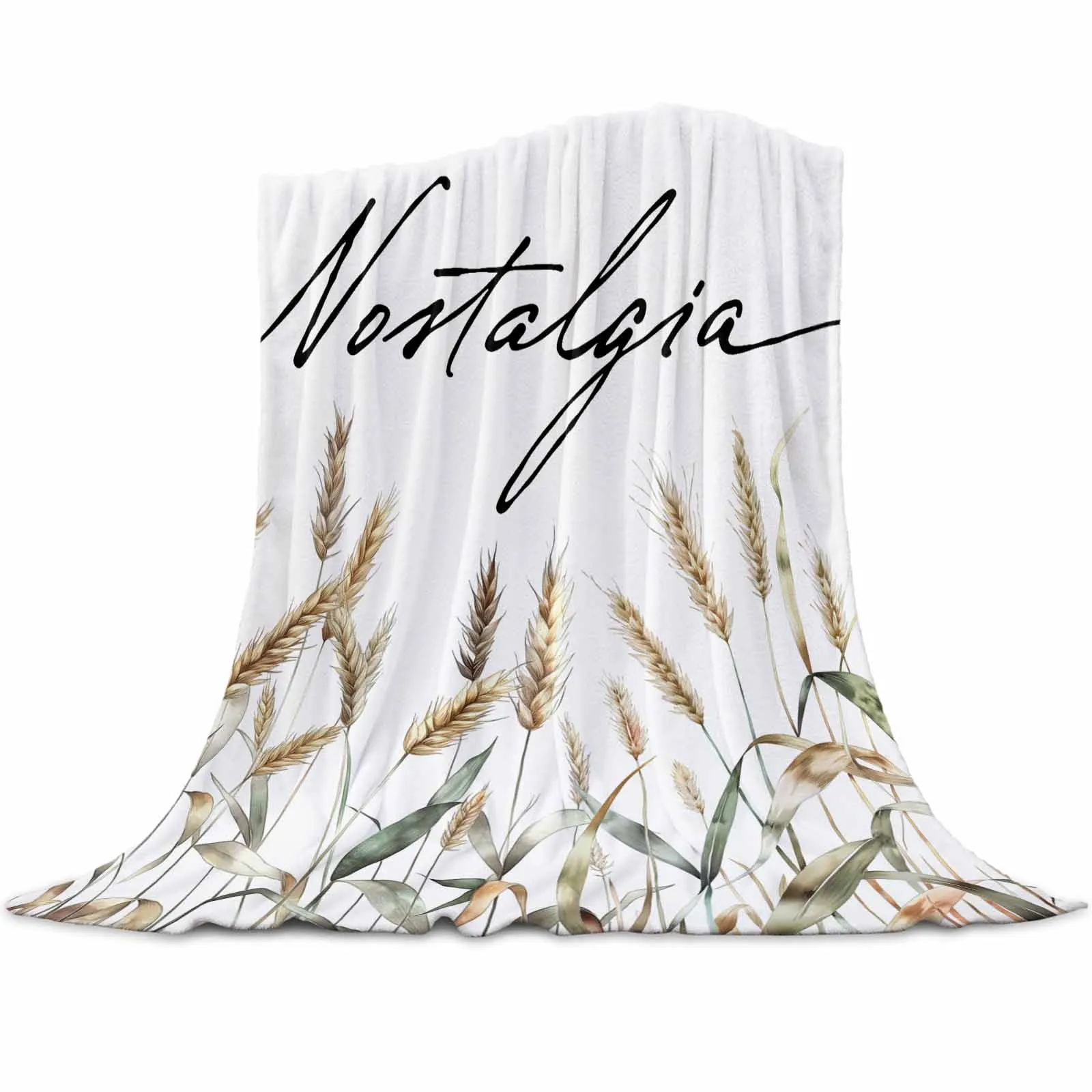 

Осеннее одеяло из пшеницы в стиле ретро, портативное мягкое покрывало для кровати, офиса, фланелевое одеяло