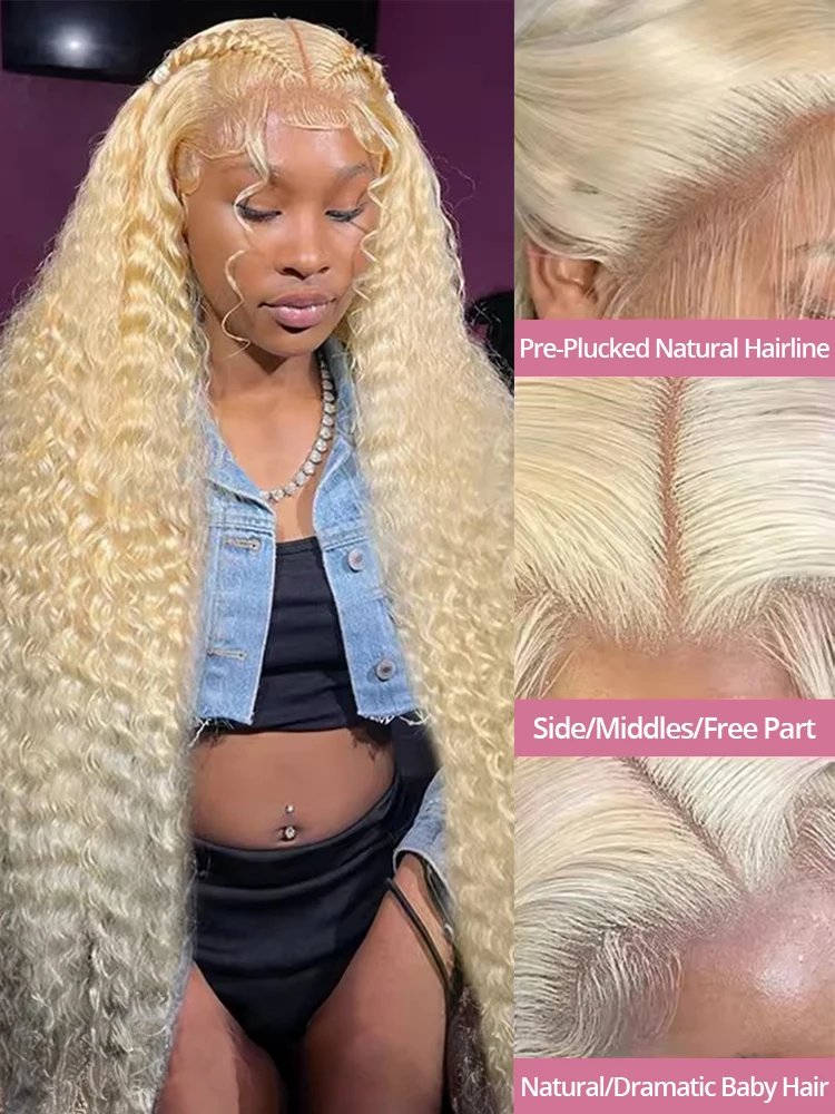 42 بوصة 613 العسل شقراء مجعد 13x6 HD الدانتيل الباروكة الأمامية شعر الإنسان البرازيلي الملونة 13x4 الدانتيل الجبهة الباروكات للنساء 250% الكثافة #3