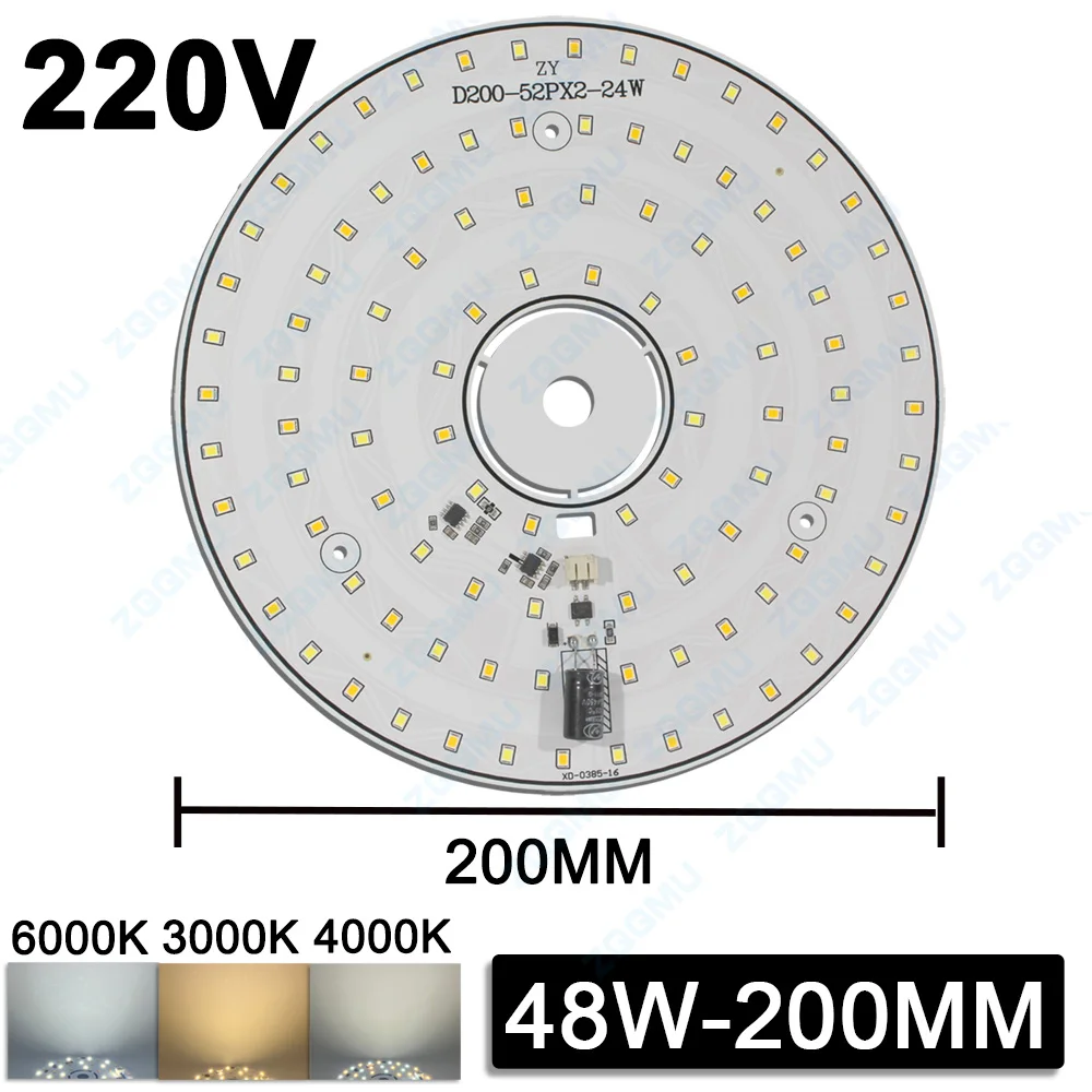 220V Driver-Free Light Board LED Ring Panel Round Light 8W 12W 18W 24W 36W 48W 3 Colors LED Round Ceiling Light Panel Light Bulb