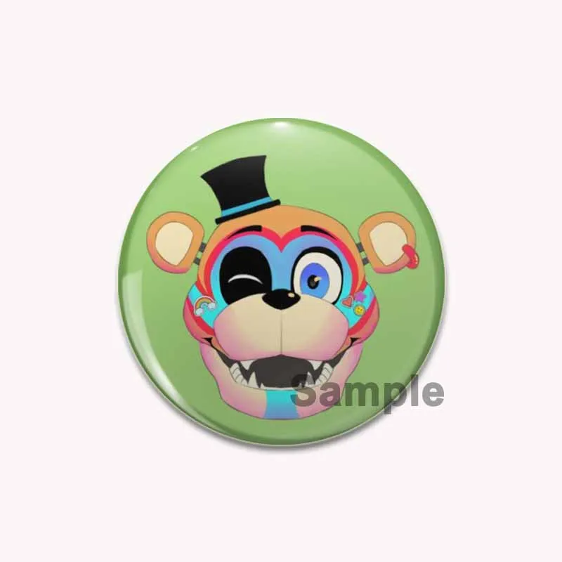 58MM Anime Pin Glamrock Freddy Fnaf Security Breach Superstar Snap in Design, Durable Brooch, Stylish Ornament, Gift for Friends