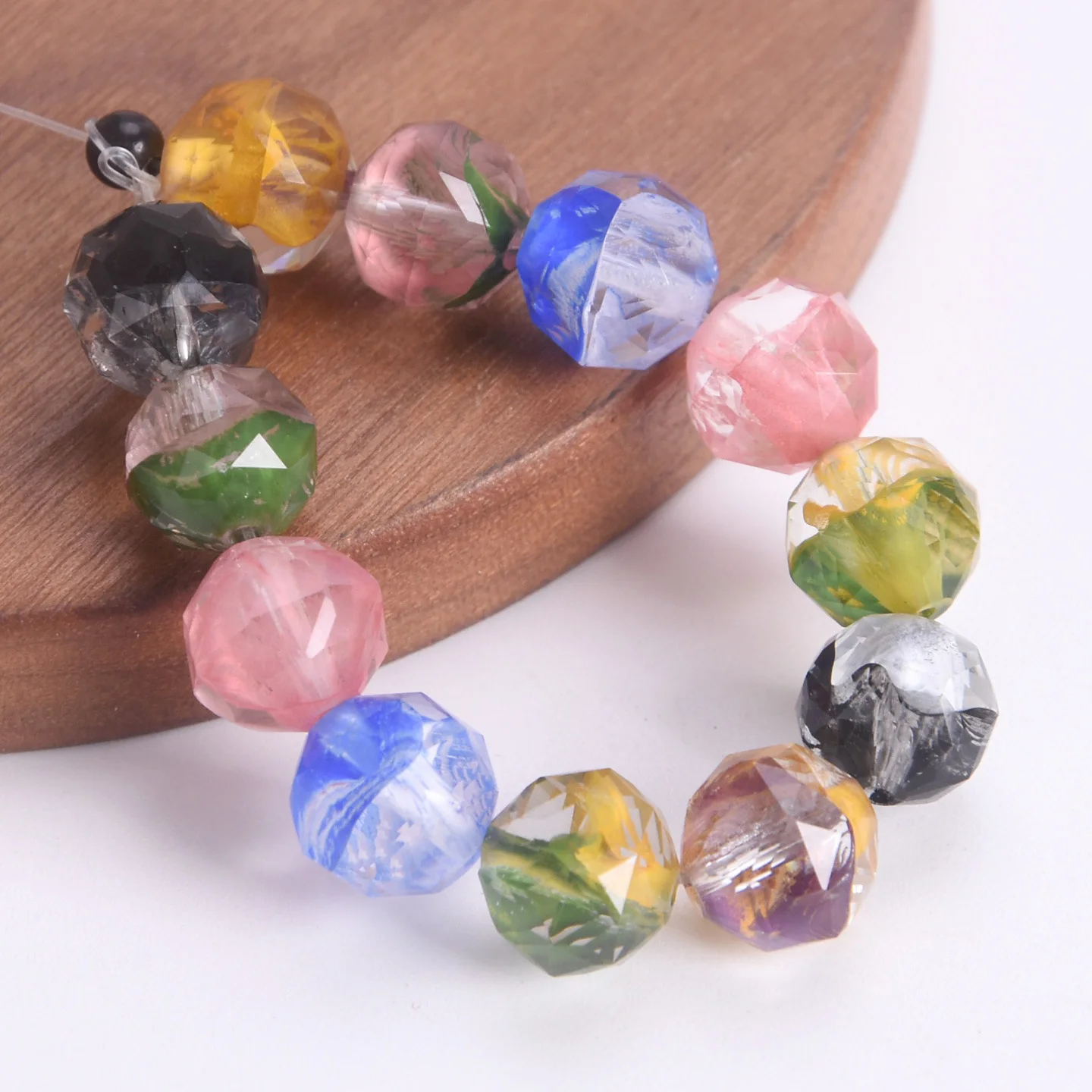 

10pcs Colorful Round Faceted 9mm-10mm Crystal Glass Loose Beads For Jewelry Making DIY Crafts Findings