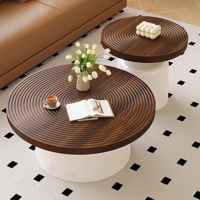 Carbon Steel Round Coffee Table, INS Style Minimalist End Table for Living Room, Balcony Side Desk for Home, Aesthetic Decor