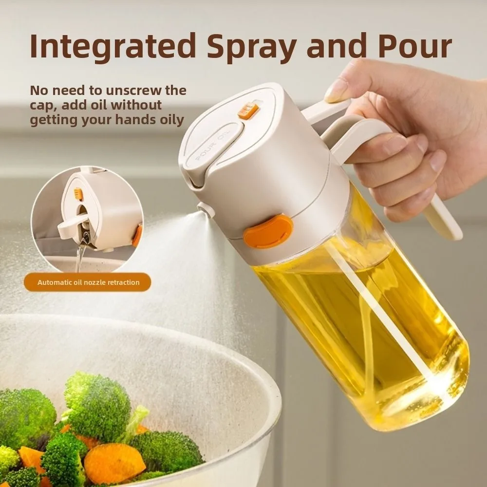 

New 2in1 Oil Sprayer Food Grade Glass Oil Spray Bottle Reusable Oil Dispenser Baking