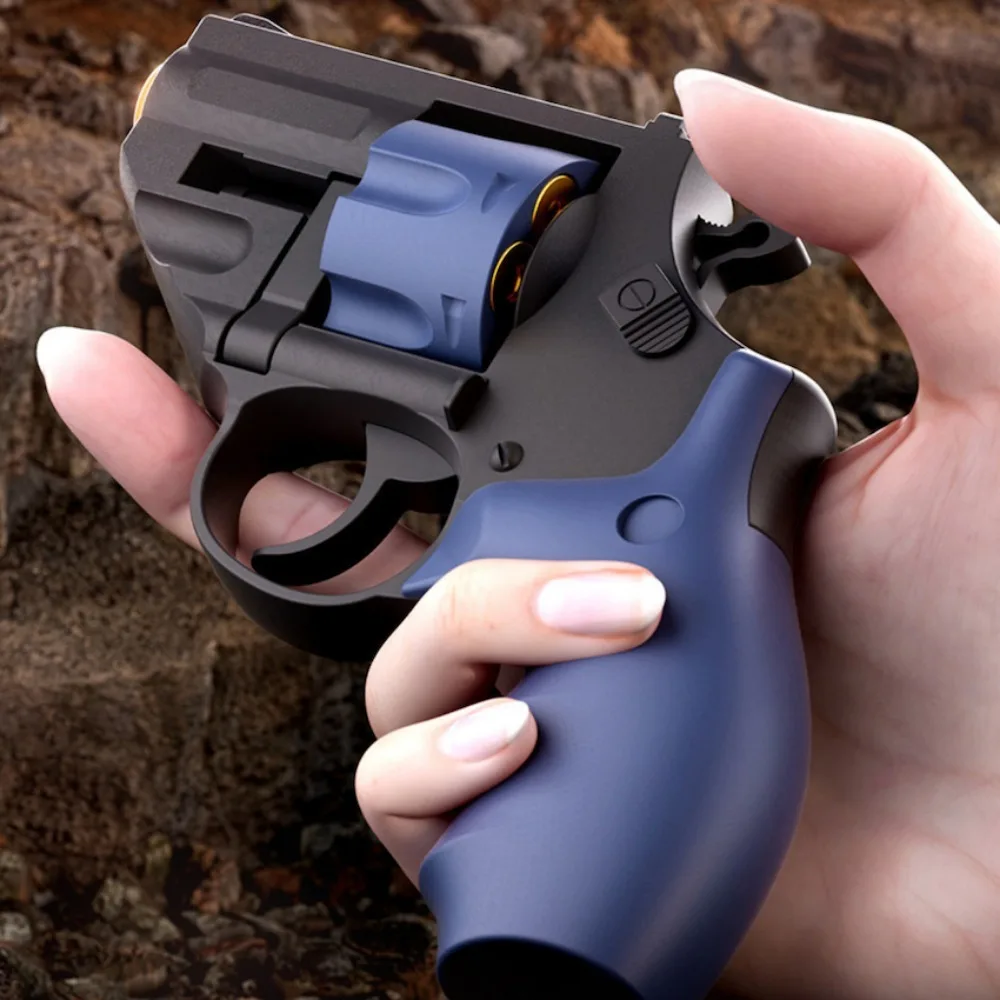 Continuous Fire Revolver Launcher Toy Gun with Soft Bullets Empty Hanging Pistol CS Shooting Games Christmas Gift for Adults view 3