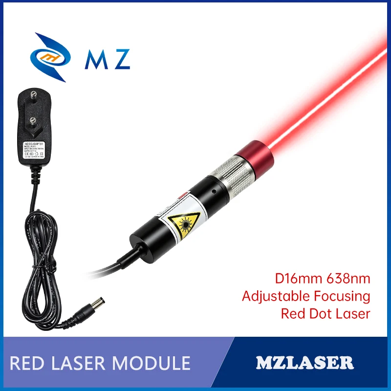 Adjustable Focusing Red Dot Laser Module 638nm D16mm 10mW 20mW 30mW 50mW 100mW 3V 5V 12V 24V for Woodworking with Adapter