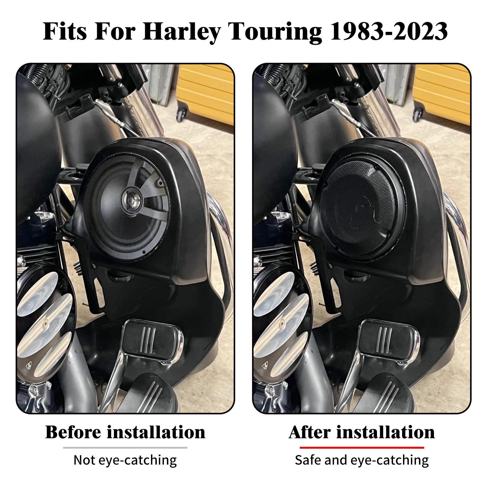 6.5 "스피커 그릴 메쉬 커버 오토바이 하부 벤트 페어링 Harley Touring Street Glide FLHTK FLTR Ultra Limited 1983-2023
