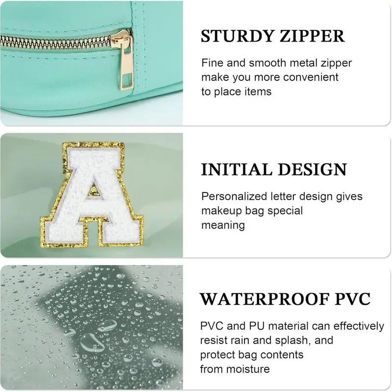 Embroidered Letter Cosmetic BagPortable waterproof bagTransparent toiletry bagPVCHExtremely attractiveLarge-capacity storage bag