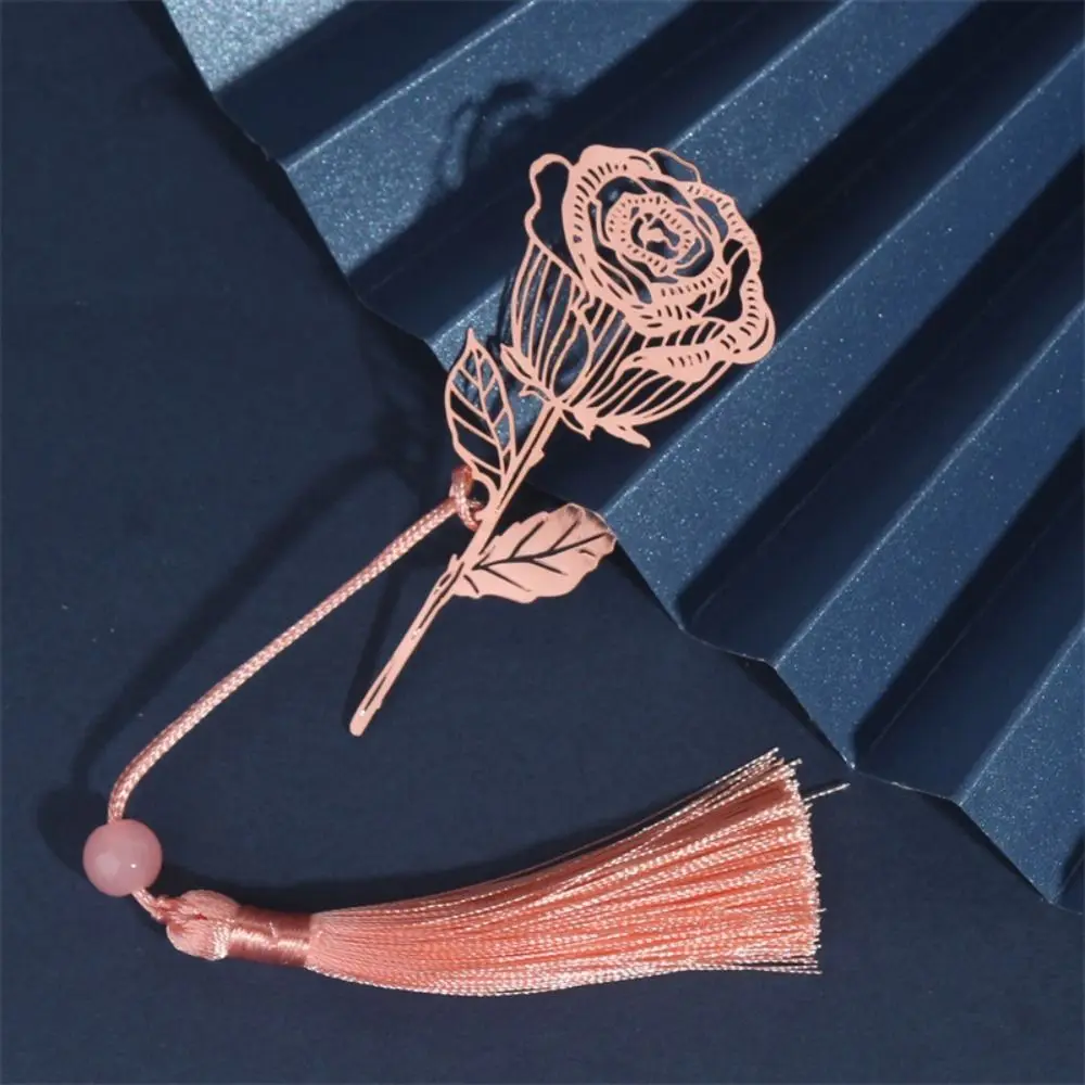 Metal Bookmark Chinese Style Vintage Creative Leaf Vein Hollow Maple Leaf Fringed Apricot Leaf Bookmark Gifts