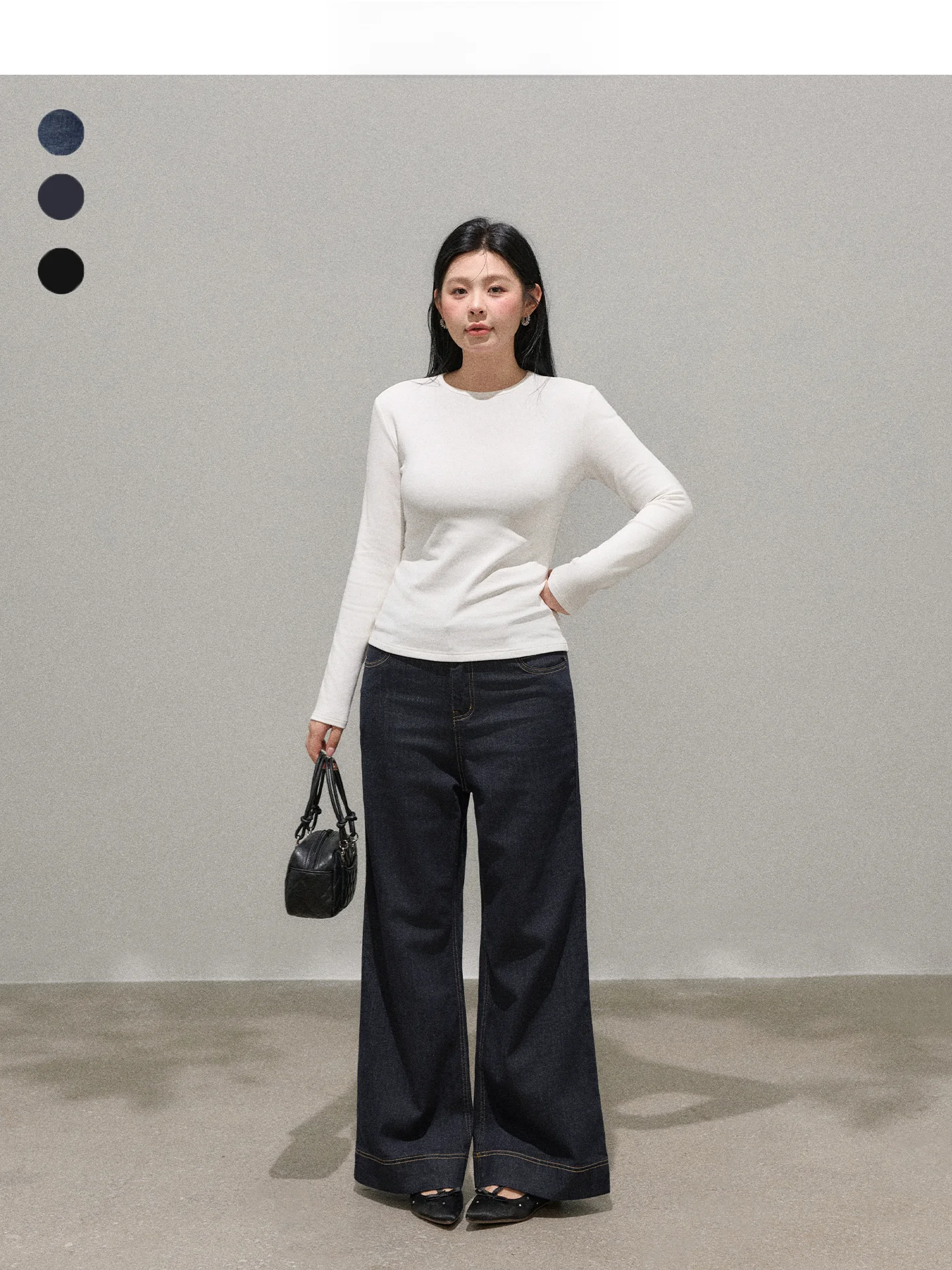 

High Waist Loose Fit Bell Bot Jeans Bla Cotton Stretch Denim Ladies Casual Faion plus Size Wide Leg Pants