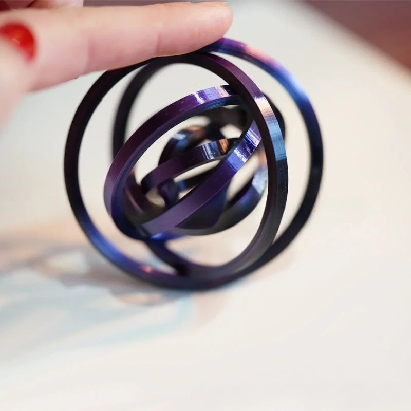 3D Printed 6 Rings 7cm Fidget Spinner Color Rotating Pressure-relieving Ring Plastic Material Novel Pressure-relieving Toy Idea