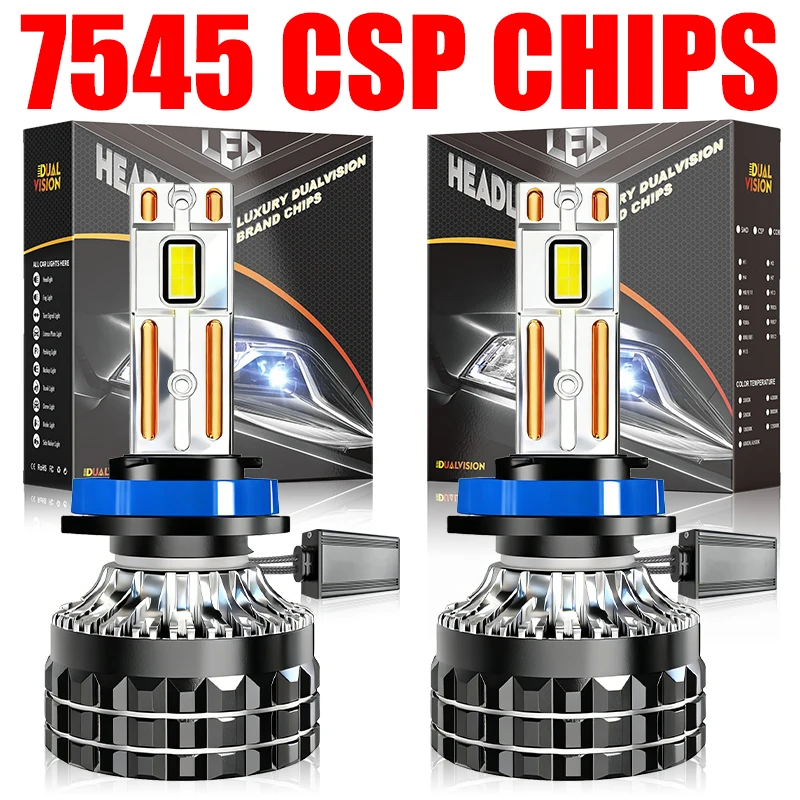 K5C H7 LED 30000LM Car Headlight CANbus 6000K H1 H4 H11 9012 HIR2 H8 H9 9005 9006 HB3 HB4 High Power 7545 CSP Chips 12V (2 Pack)