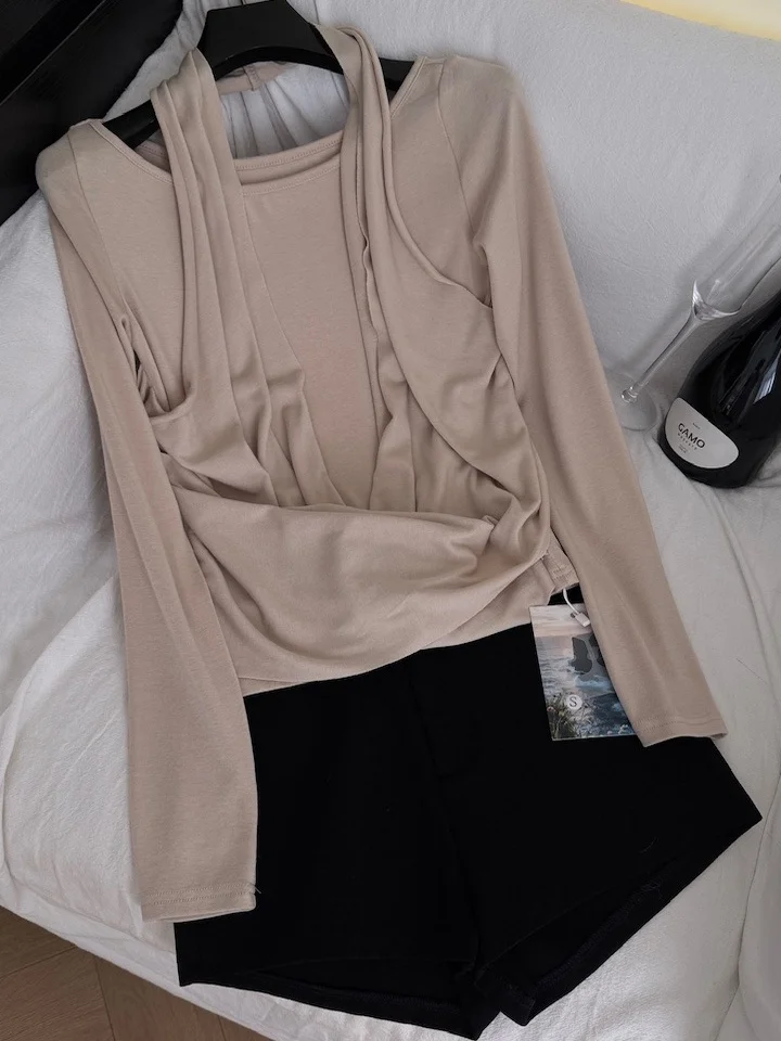 Long Sve Women's T-irt Loose Fit Ele Design Autumn Faion Pure Desire Sle Casual Commute Korean Sle Top