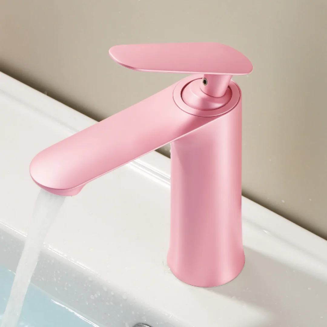 Red Bathroom Faucet Pink Basin Faucet Hot Cold Yellow Lavotory Faucet Brass Green Sink Faucet Candy Color Wash Mixer