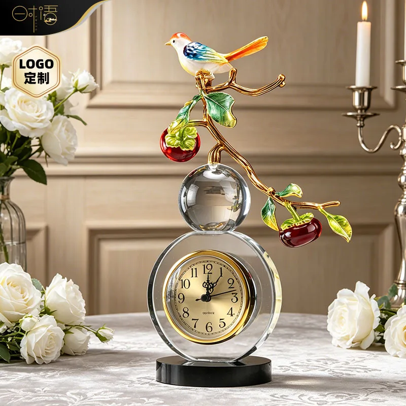 YFY light luxury persimmon Ruyi desk New Chinese living room desktop decoration desk clock Household entrance silent pendulum
