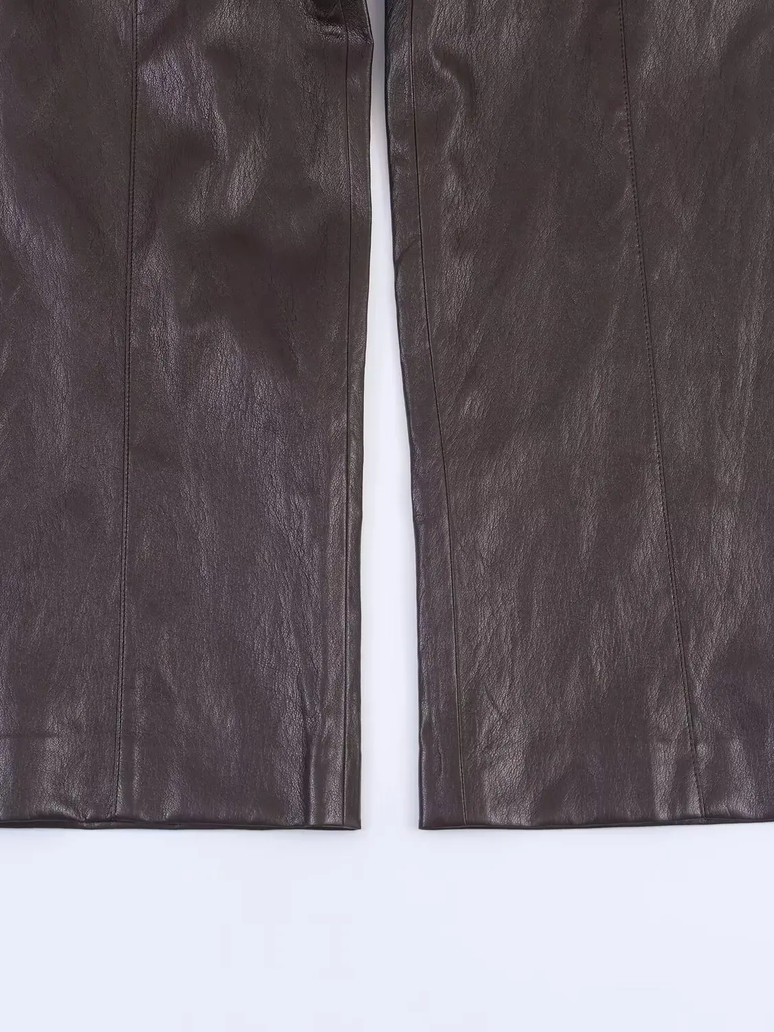 High Waist Faux Leather Straight Leg Pants Winter New Arrival Women's Faion 4387285 700 Long Trousers Loose Fit Button Closure