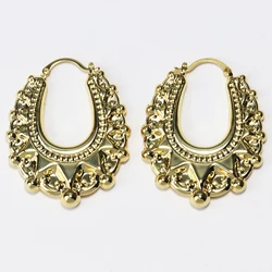 Luxury Quality Vintage Non Tarnish Womens Earrings 18K Gold Plated Waterproof Hypoallergenic Spikes Beads Fashion Hoop Earring
