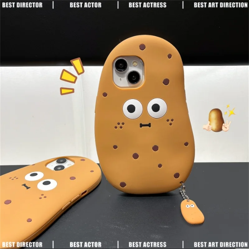 3D Cute Ugly cartoon Potato Phone Case  for iphone 16 Pro Max 15 Pro 14 13 12 11 7 Pendant shock-proof silicone Protection cover