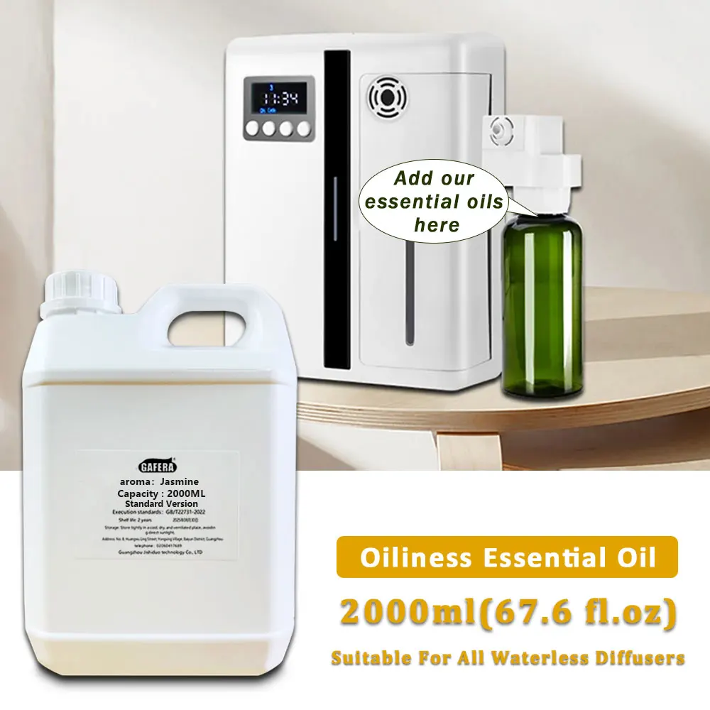 GAFERA 2000ml (67.6 fl.oz) Jasmine Shangri-La Essential Oils - For All Waterless Diffuser, Fragrance Machine Replenish Aroma Oil