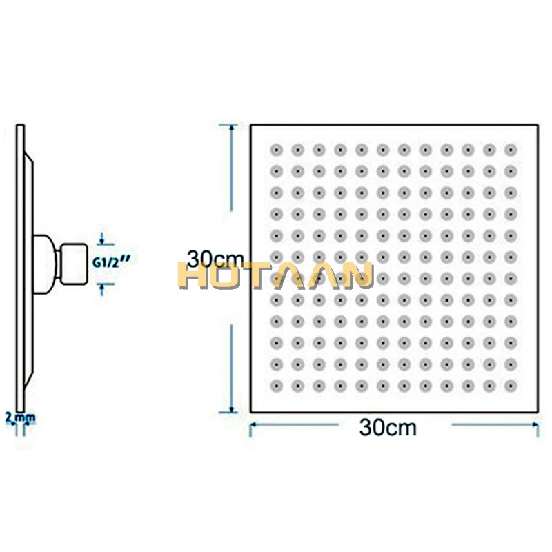 . 12 inch 30x30cm square stainless steel ultra-thin shower head  rainfall shower head  Chuveiro YT-5115-12