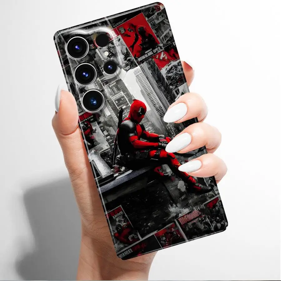 Funda para Samsung Galaxy S24 Plus S21 Note 20 S23 FE S25 + S25 Ultra S20 S24 + S22 funda dura para teléfono Marvel periódico Deadpool