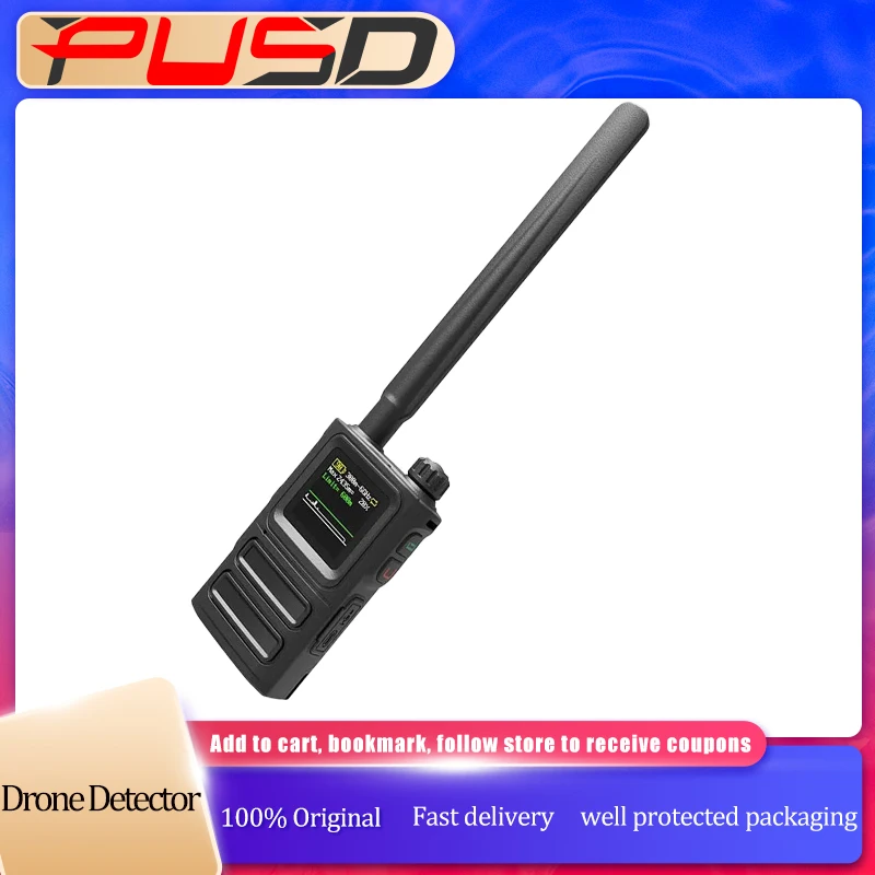 

Latest Version Detect 300M-6GHZ Frequency Drone Detector Support Russian English Handheld Drone Alarms