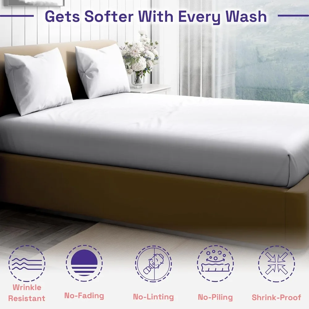 

00% Organic Cotton King Size Sheets Set||400 TC 4Pc Soft Breathable Sheets King Size, Sateen Weave