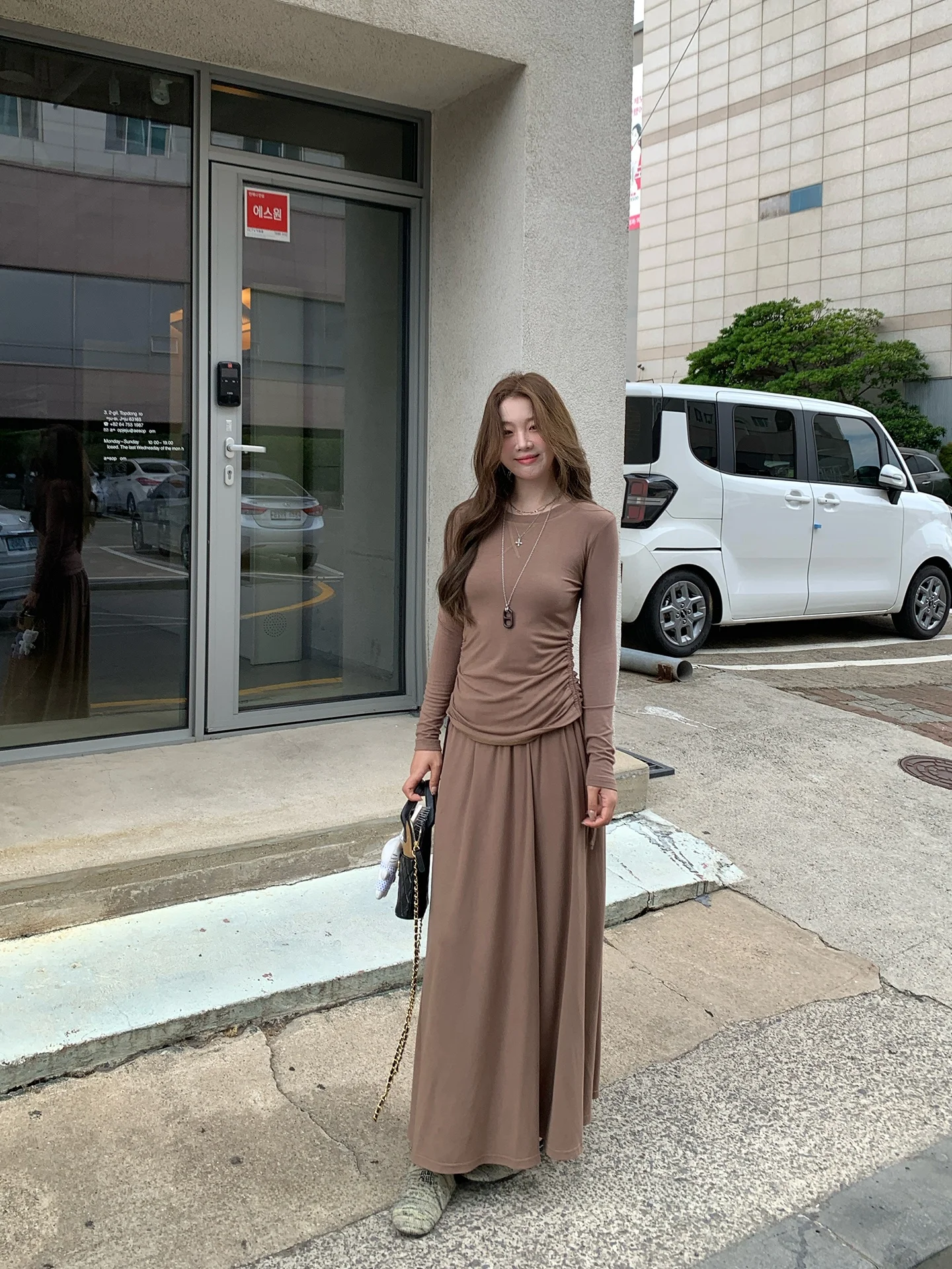 

Maala30, повседневный комплект с юбкой для поездок на работу, расслабляющий дизайн, Sense Top Bot, ансамбль, модный женский костюм из двух предметов