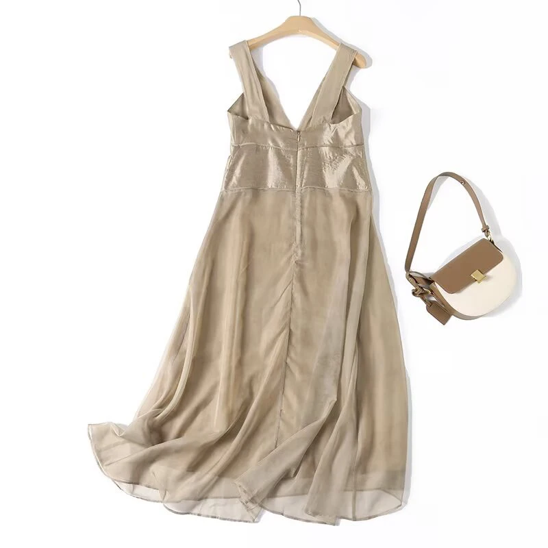 YENKYE Neueste Französisch Stil Elegante V-ausschnitt Ärmellose Lange Kleider Frauen A-line Schlank Backless Tank Kleid Sommer Maxi Vestidos