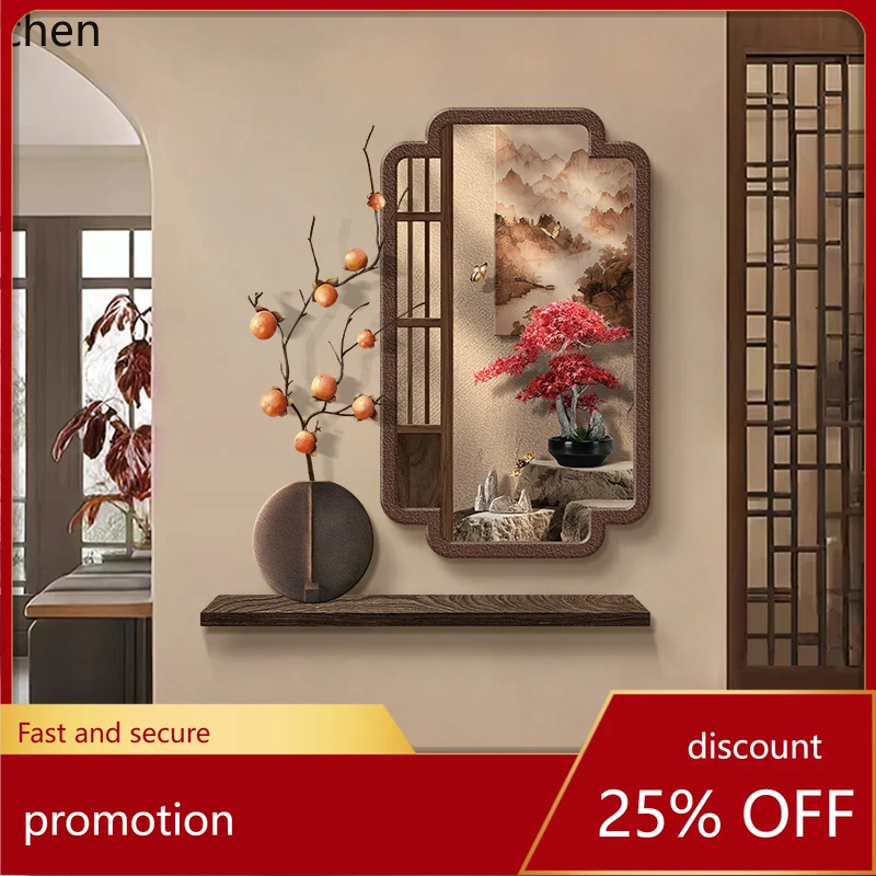 

HT Persimmon Ruyi Entrance Decorative Painting Sandstone Wall Art Living Room Corridor Vintage Zen Hanging Painting