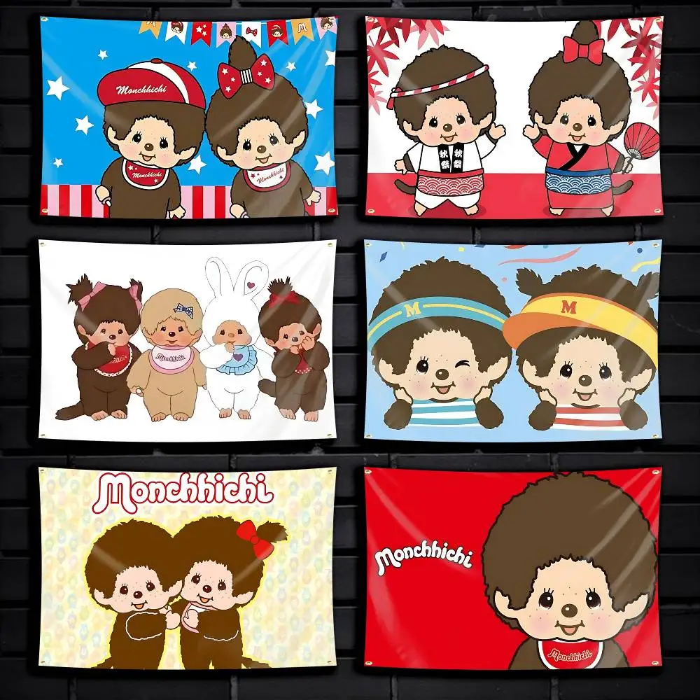 Cartoon M-MonchhichiS NEW design Flag Tapestry Banner for Bedroom Living Room Outdoor Camping Custom Supported