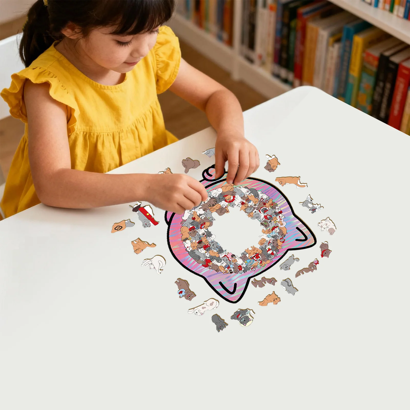 

Перегородка, 135 шт., цветная деревянная головоломка Morandi в форме кошки, деревянная головоломка в форме кошек, уникальная форма, деревянная головоломка, колышек для детей