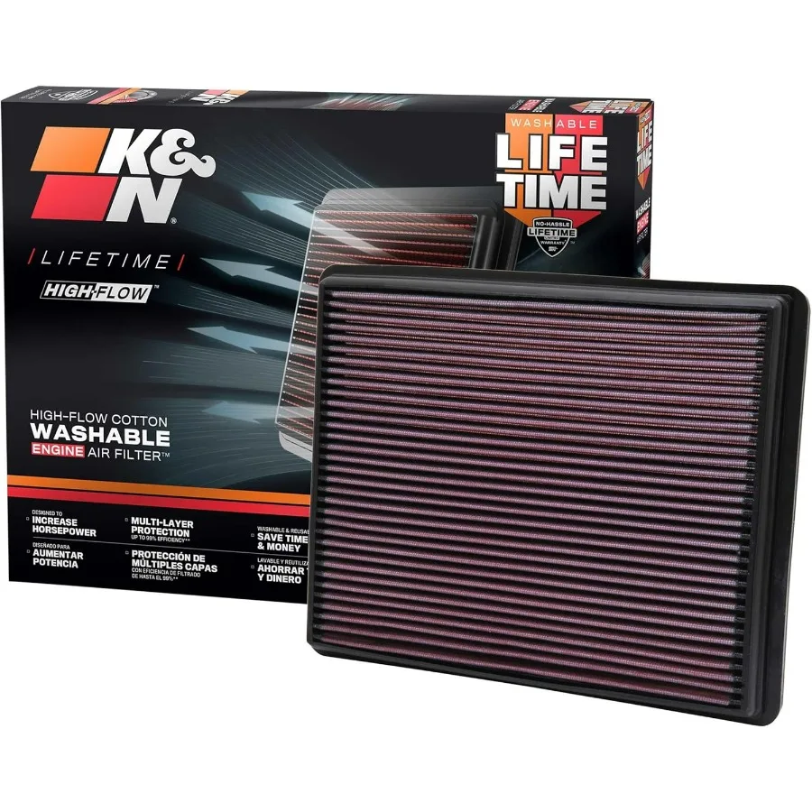 

High-Flow Original Lifetime Engine Air Filter: Increase Power for 1999-2020 Cadillac/Chervolet/GMC Escalade Avalanche Cheyenne