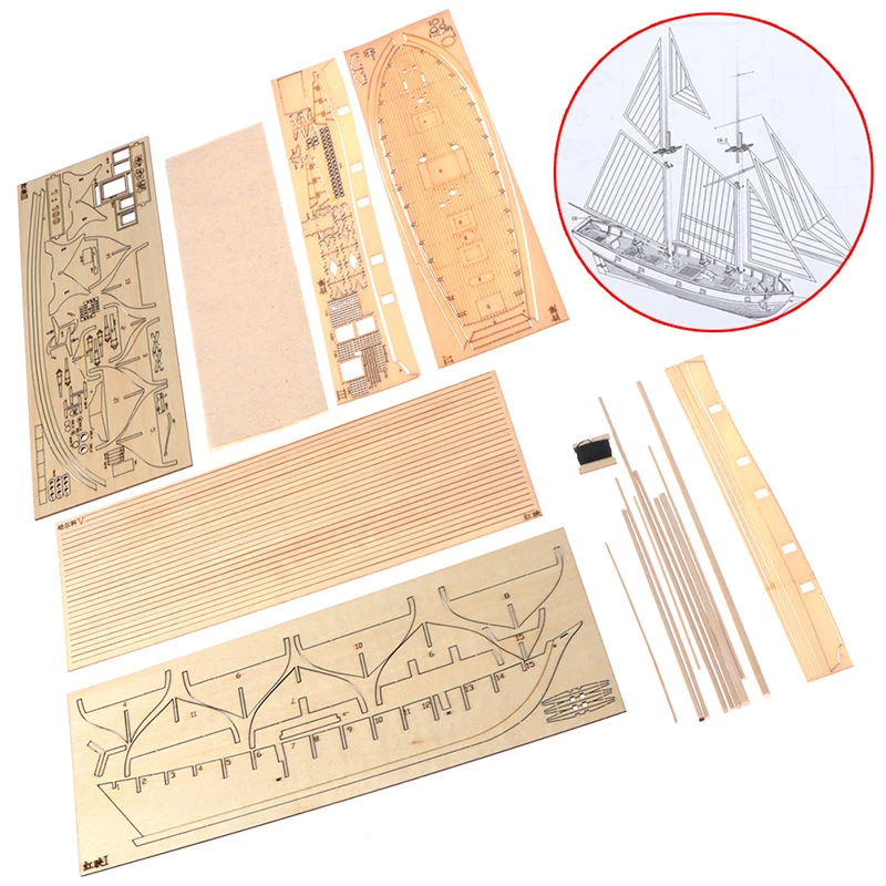 Handgemachte Holz Segelboot Schiff Kits 1:100 skala DIY Modell Spielzeug Hause Dekoration Boot Geschenk Spielzeug Holz Schiffe Modell Montage Spielzeug – Detail 15