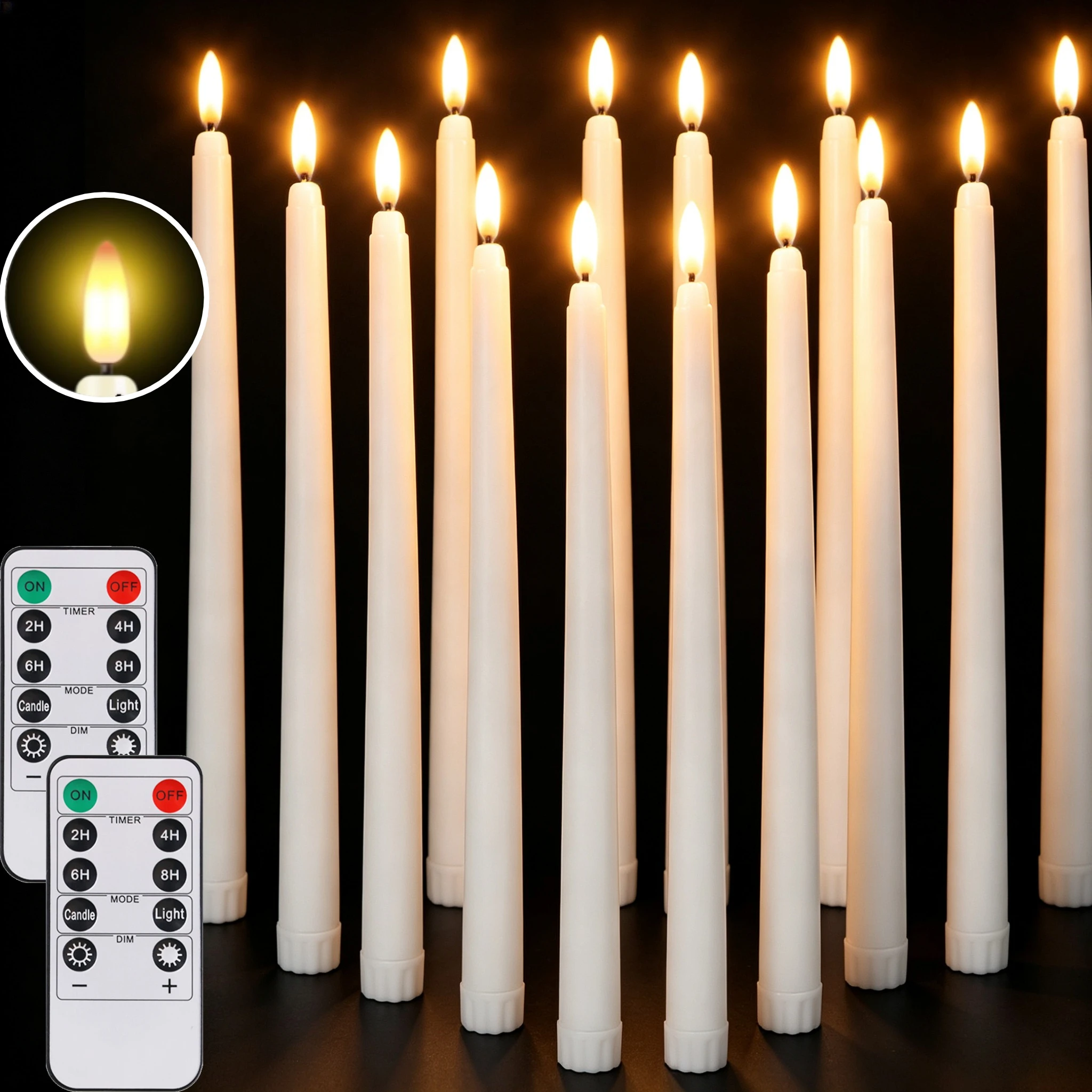 6Pcs Flameless Taper Candles Battery Operated LED Candle Flickering Candles Faux Candle Halloween Christmas Wedding Decor