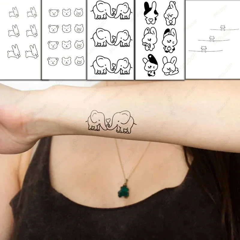 

Tattoo Stickers Elephant Dog Rabbit Cartoon Temporary Waterproof Fake Tatoos for Kids Women Men Body Art Party Makeup