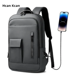 HcanKcan Men Multi-Pocket Backpack Slim Multifunctional 15.6” Laptop Backpack Waterproof Large Capacity Travel Bag With USB