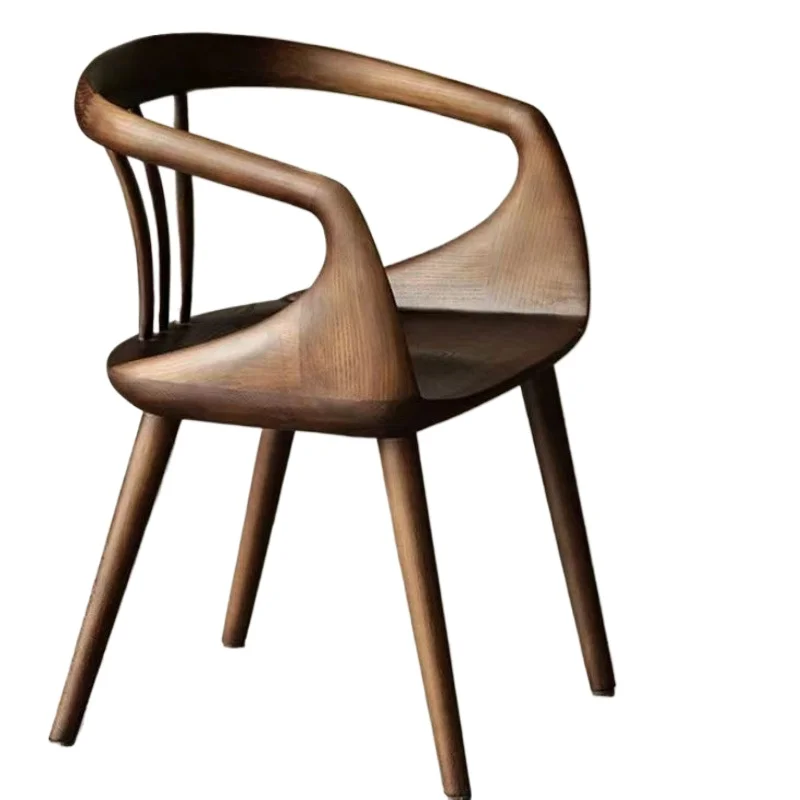 

Retro Nordic Chinese dining chair, casual armrest, modern simple home backrest, desk, solid wood chair