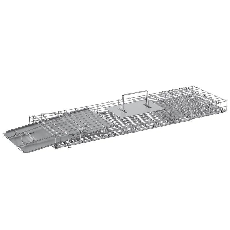 

Humane Animal Trap, 31" x 10" x 12", Galvanized Iron, Folding Design with Handle for Rabbits, Cats, Squirrels, Raccoons, Groundhogs, Opossums