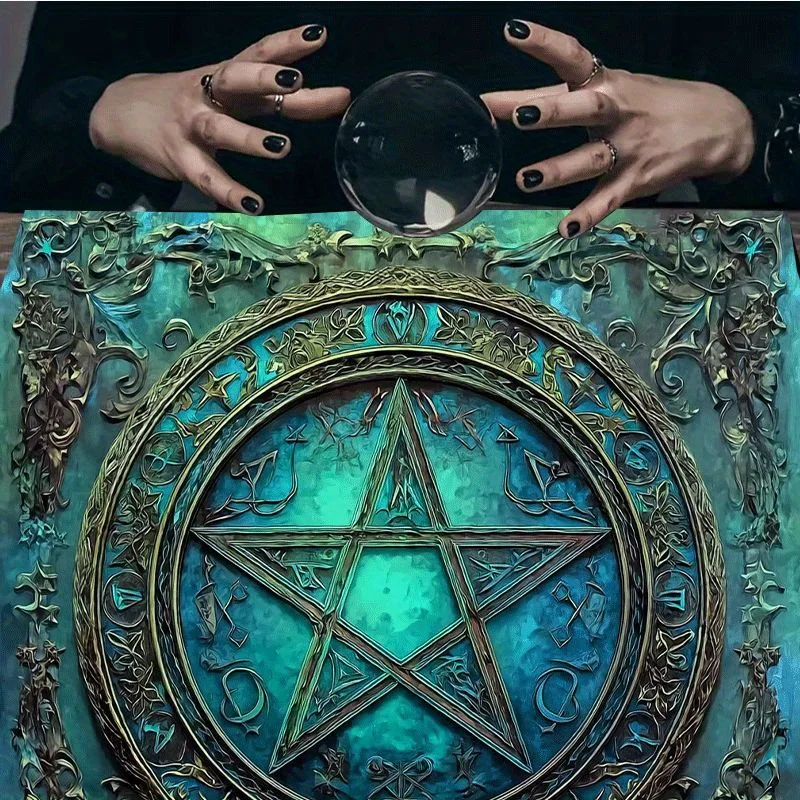 1pc Mysterious Pentagram Magic Tablecloth, Altar Cloth for Divination & Prophecy Card Games, Party Supplies