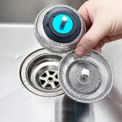 Stainless Steel Mesh Bathroom Basin Sink Drain Stopper Filter Basket Kitchen Waste Strainer Plug Shower Hair Catcher Clean Tool
