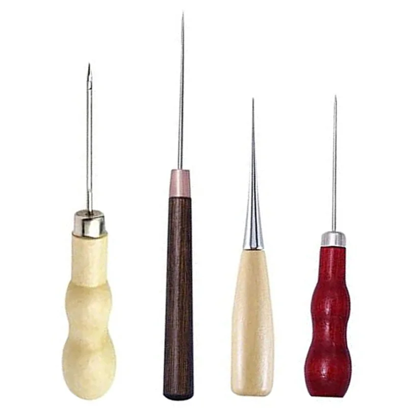4Pcs Woodworking Awl Set - Stainless Steel, 4 Count, Medium Grit, Comfortable Punching & Drilling For Leather & Woodab13