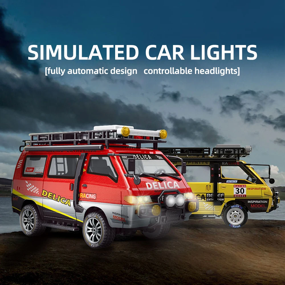 

9IMOD RC Car Delica 1:24 Полномасштабный 2WD 4WD Игрушечный автомобиль с дистанционным управлением и управляемыми фарами Игрушечная модель Minibus Подарки Игрушки