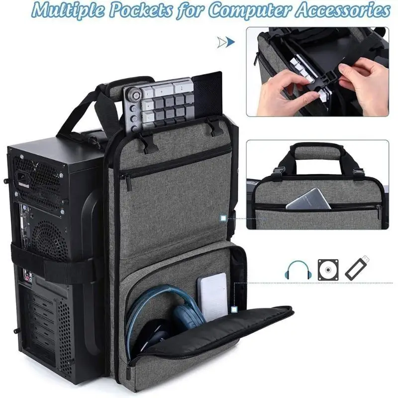 652F Desktop Carrying Case with Multiple Storage Pocket Bag for Keypad Cable